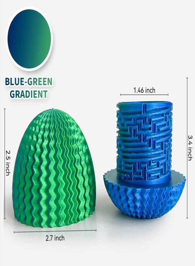 Wtohobby Mystery Egg Maze Puzzle Box - Reusable 3D Printed Brain Teaser with Hidden Compartment for Cash & Treasures, for Birthday, Christmas, Halloween and Easter for Kids & Adults (Blue-Green) - Image 2